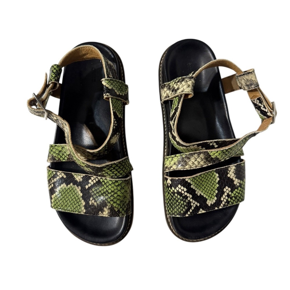 Ganni leather green snake skin print sandals Sz 36 - Picture 3 of 6